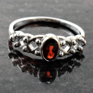 Garnet Celtic Ornate Ring.