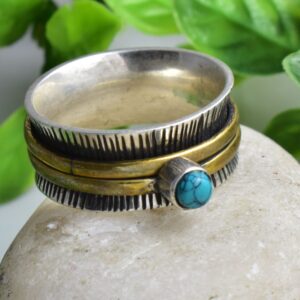 Silver Turquoise Meditation Fidget Ring.
